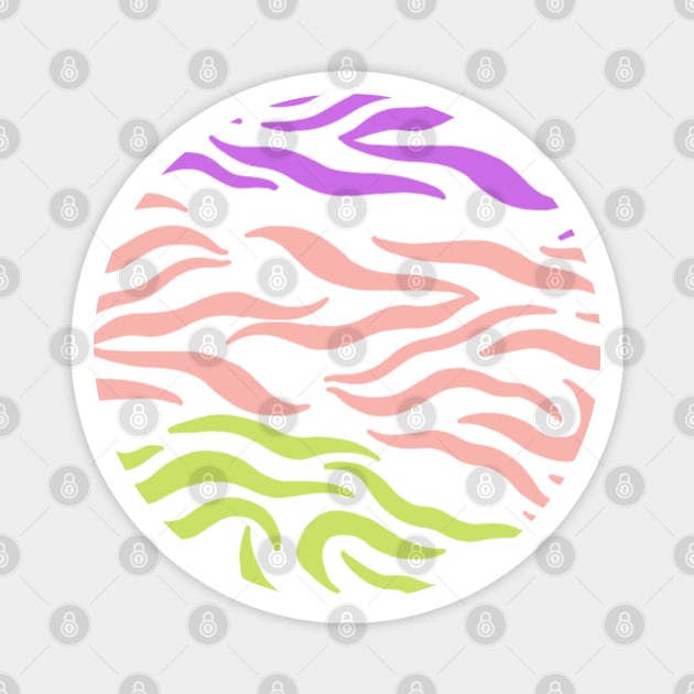 Violet Pink Yellow green wavy pattern in Whte Magnet by Shineyarts